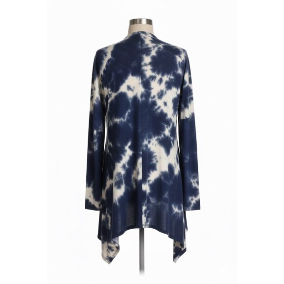NWT Blue Tie Dye Open Front Draped Jersey Cardigan| Ethereal Grunge Boho Coastal - Picture 8 of 13